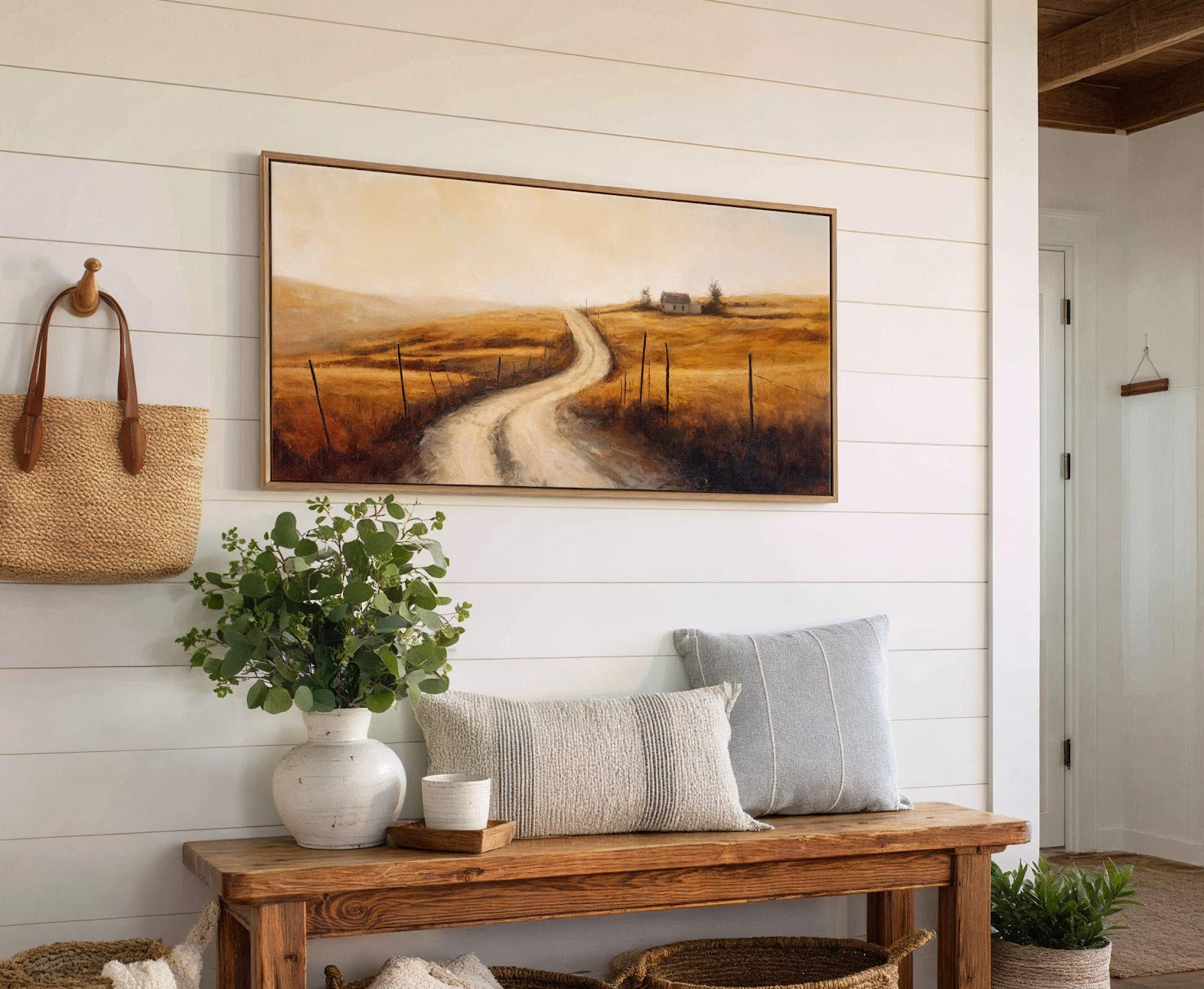 Canvas wall art in interior setting.
