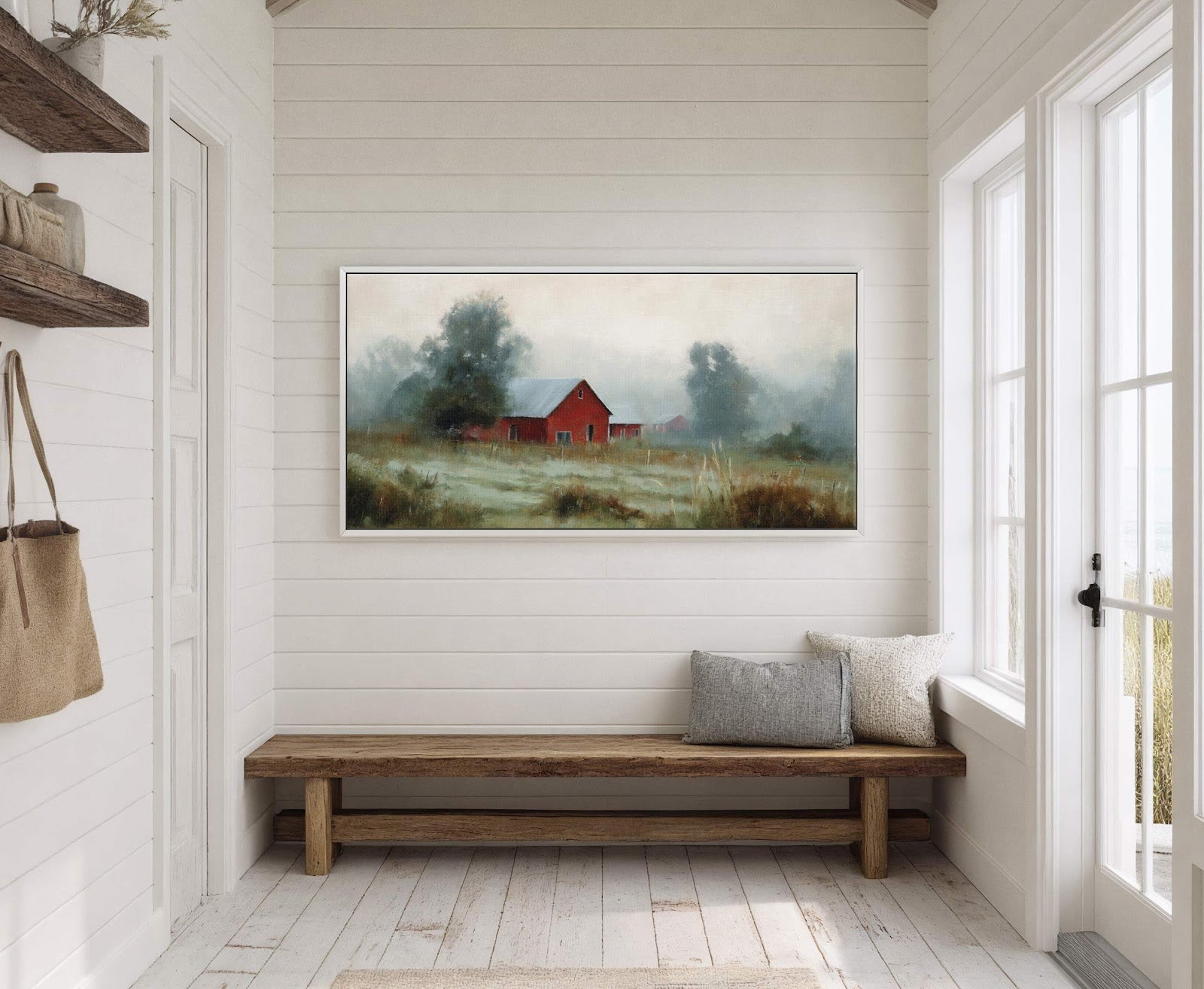 Canvas wall art in interior setting.