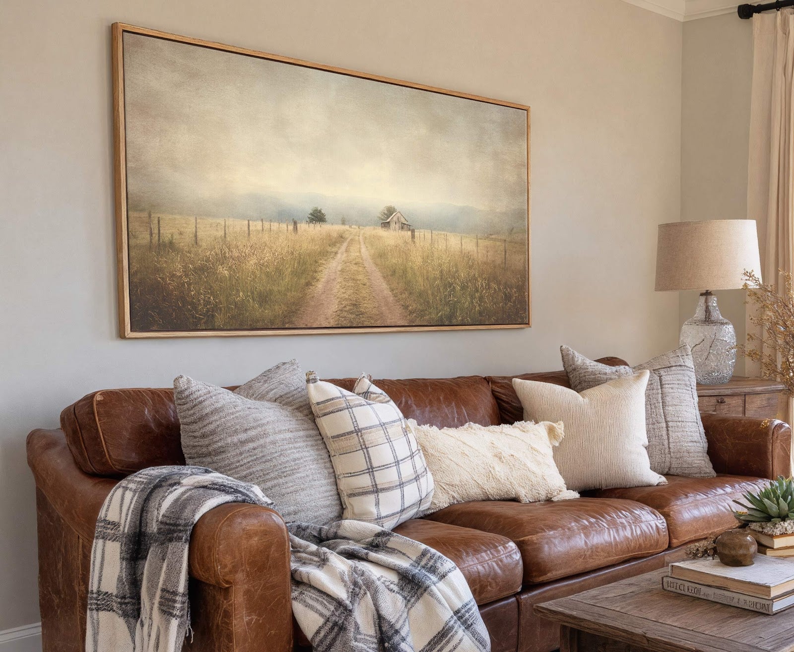 Canvas wall art in interior setting.