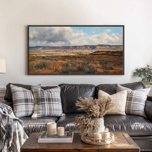 Canvas wall art in interior setting.