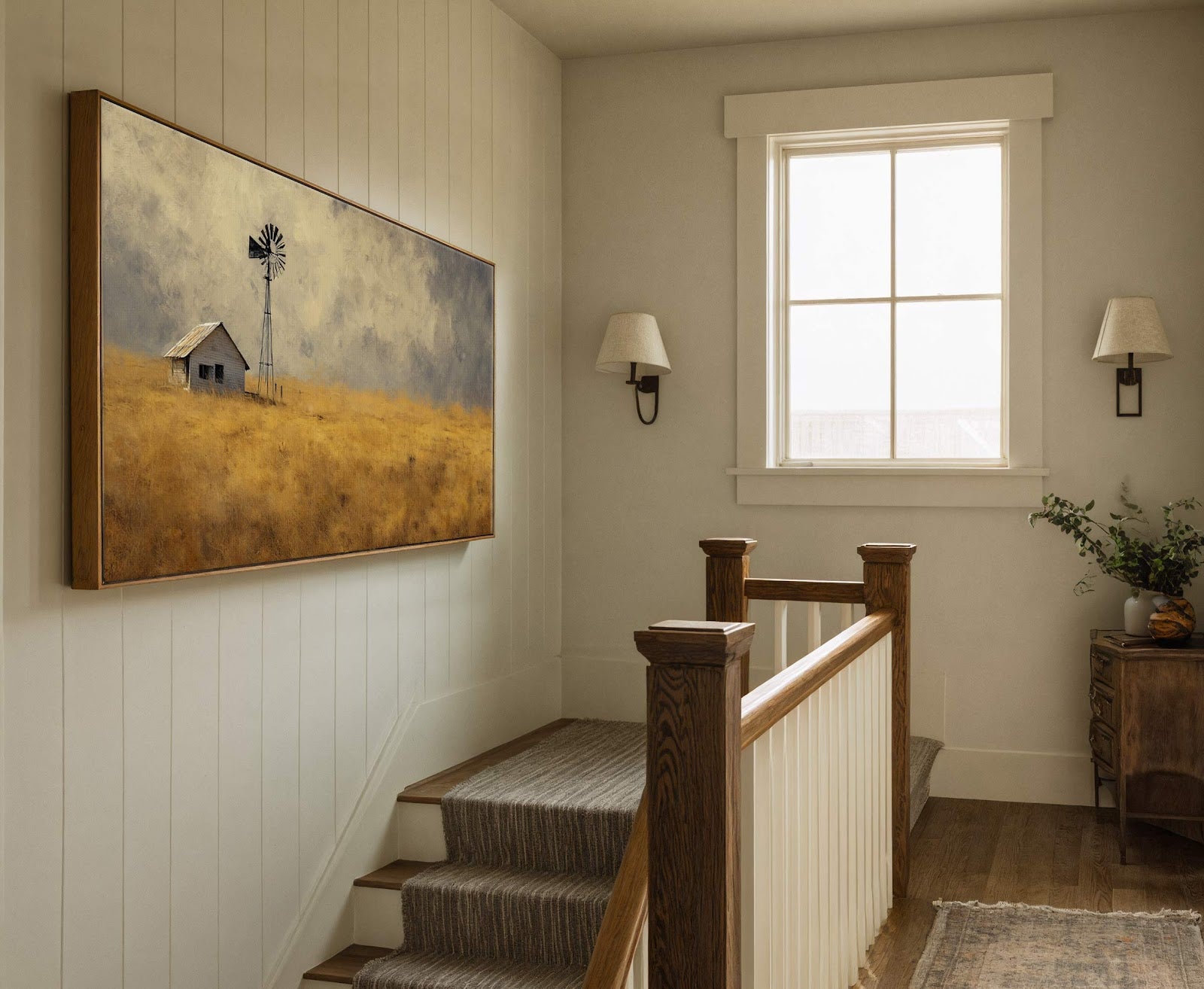 Canvas wall art in interior setting.