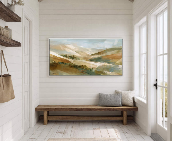 Canvas wall art in interior setting.