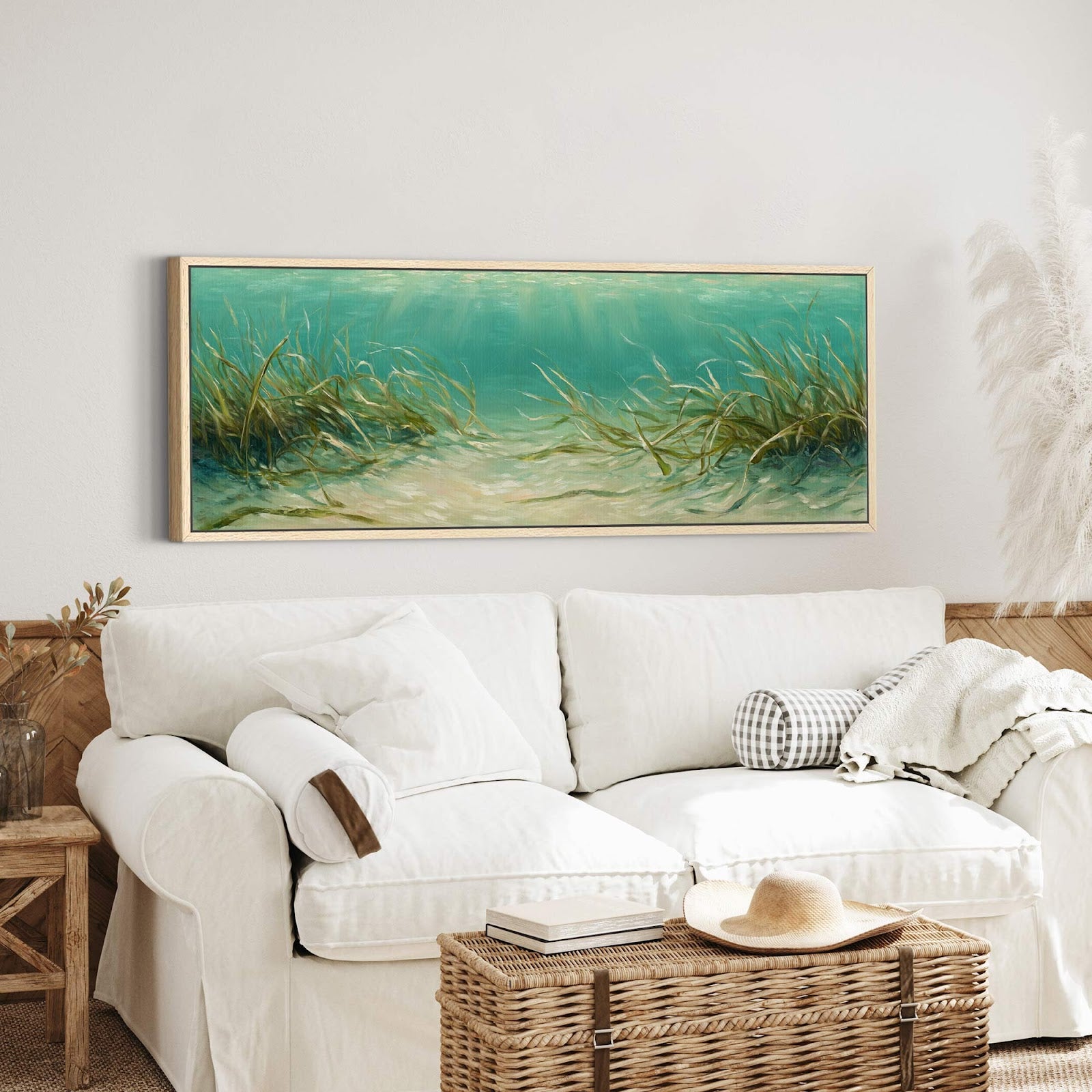 Canvas wall art in interior setting.