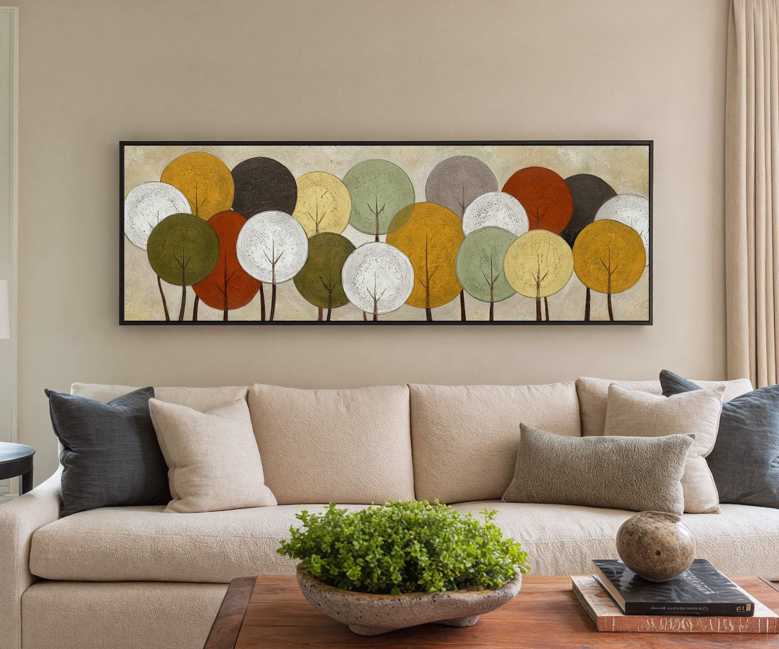Canvas wall art in interior setting.