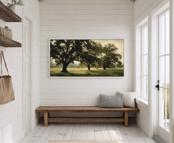 Canvas wall art in interior setting.