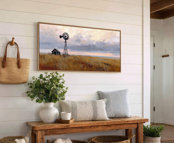 Canvas wall art in interior setting.