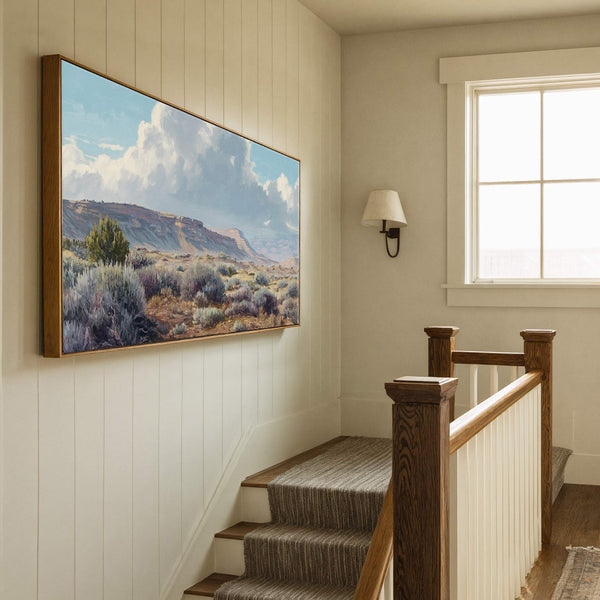 Canvas wall art in interior setting.