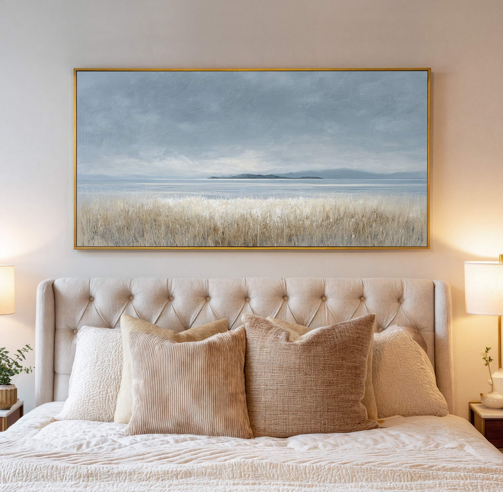 Canvas wall art in interior setting.