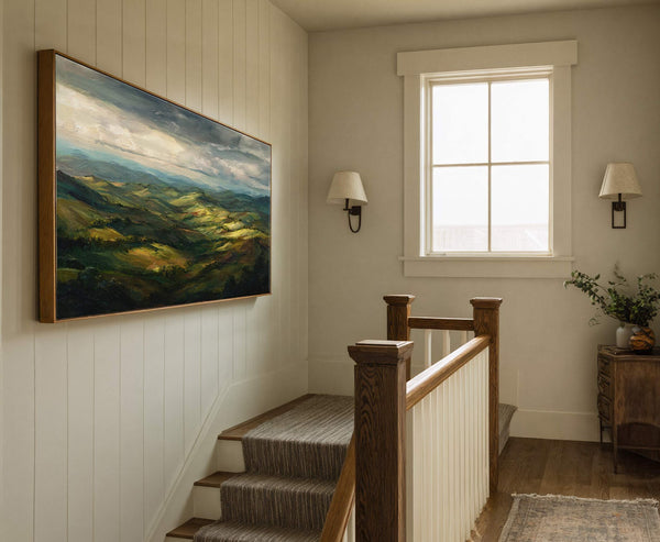 Canvas wall art in interior setting.