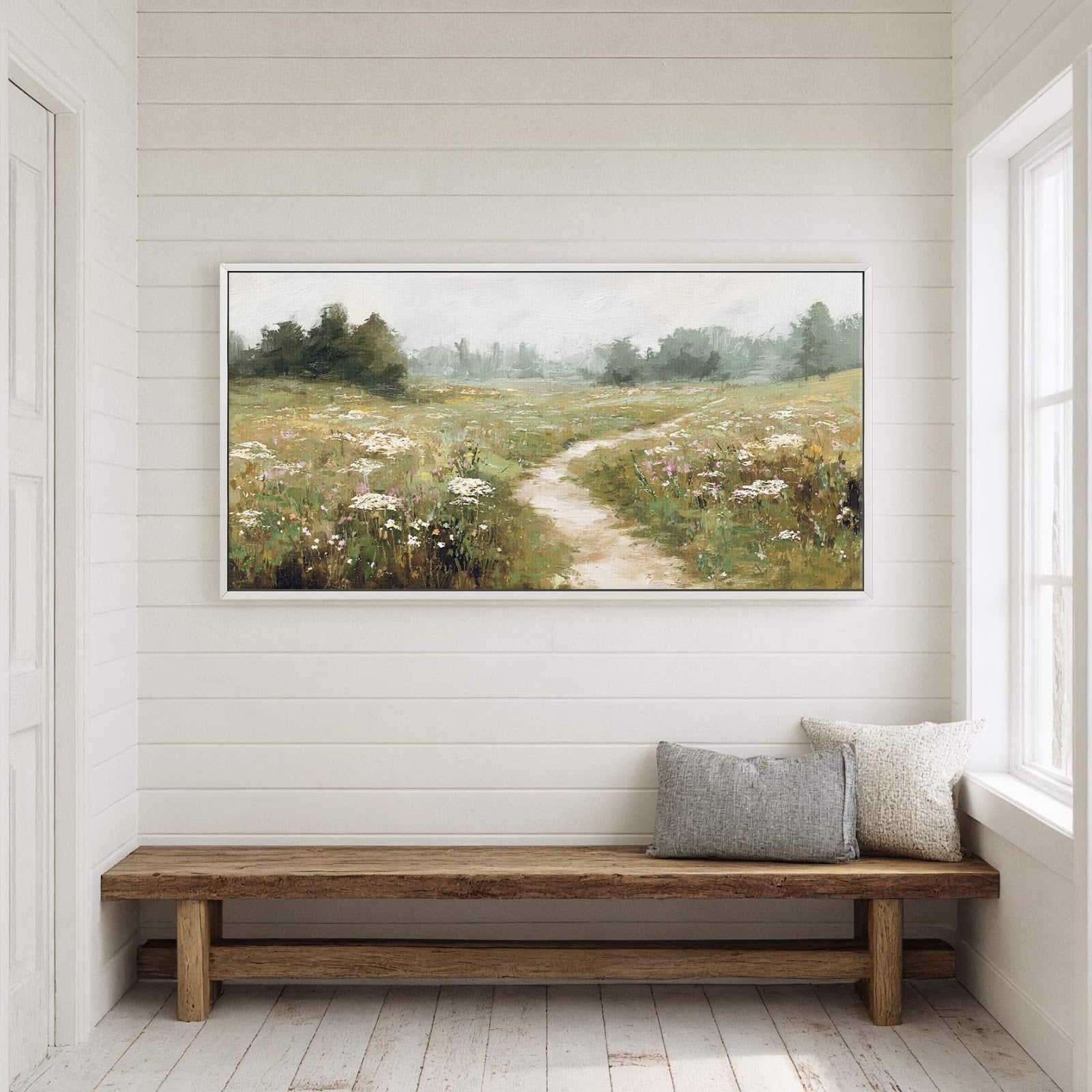 Canvas wall art in interior setting.