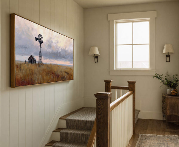 Canvas wall art in interior setting.