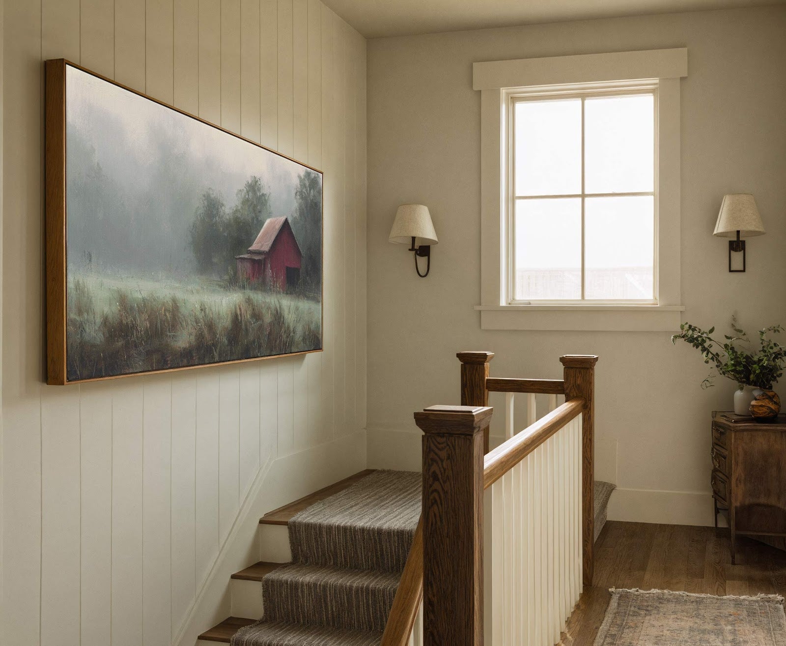 Canvas wall art in interior setting.
