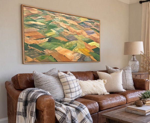 Canvas wall art in interior setting.