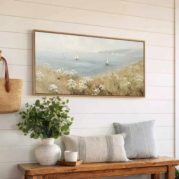 Canvas wall art in interior setting.