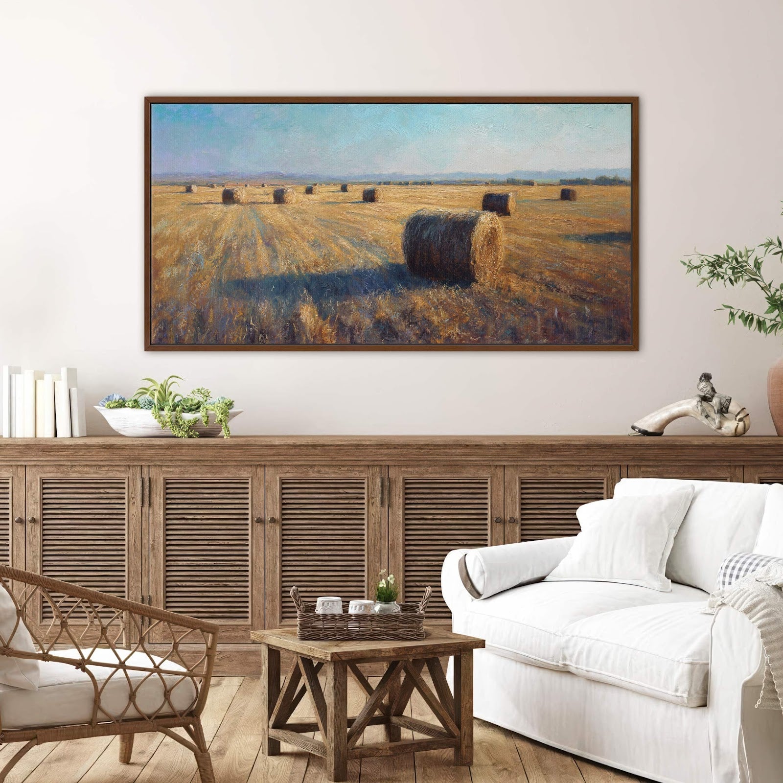 Canvas wall art in interior setting.