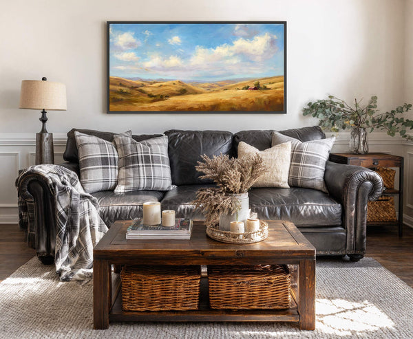 Canvas wall art in interior setting.