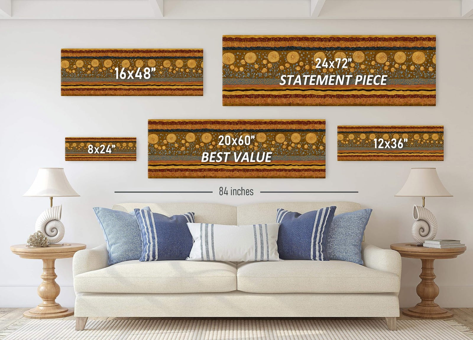Canvas wall art in interior setting.