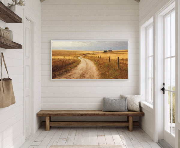 Canvas wall art in interior setting.