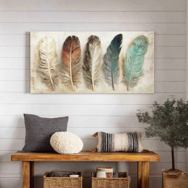 Canvas wall art in interior setting.