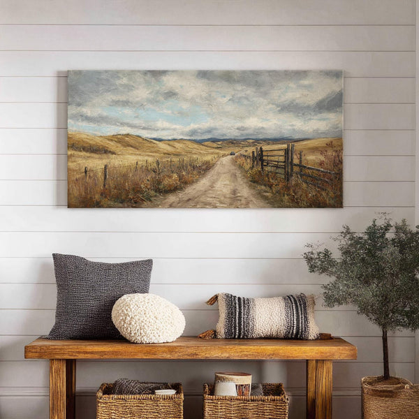 Canvas wall art in interior setting.