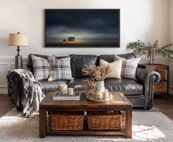 Canvas wall art in interior setting.