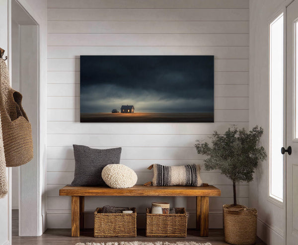 Canvas wall art in interior setting.