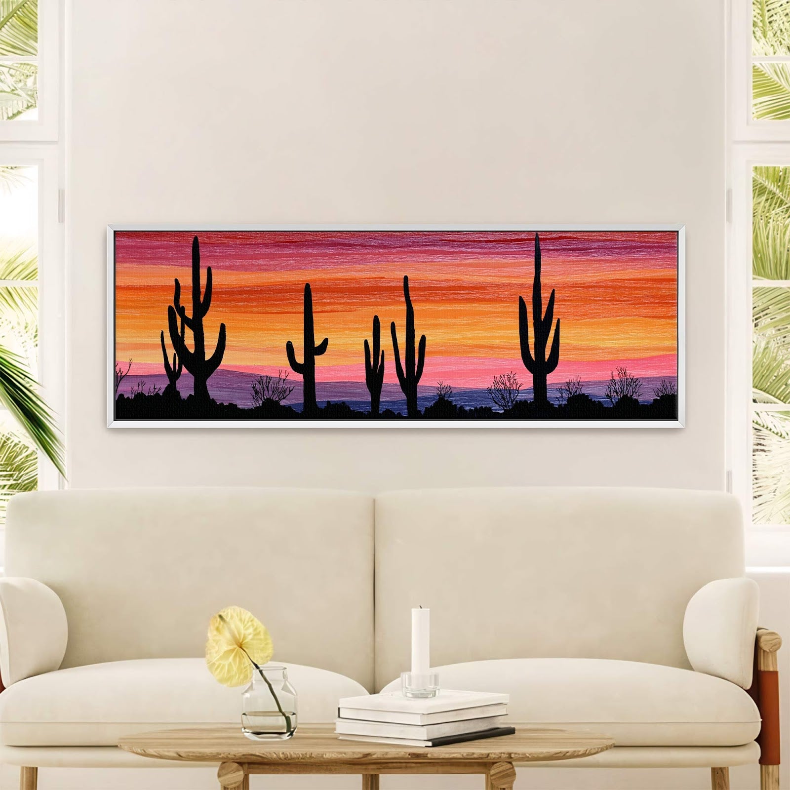 Canvas wall art in interior setting.