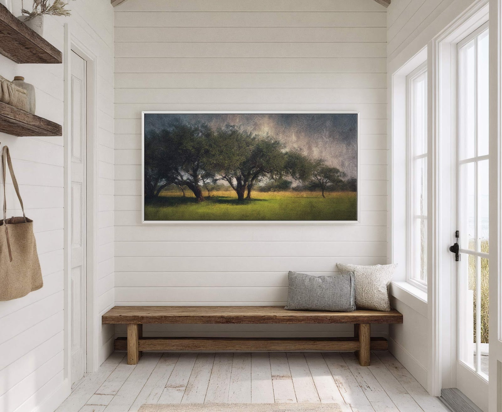 Canvas wall art in interior setting.