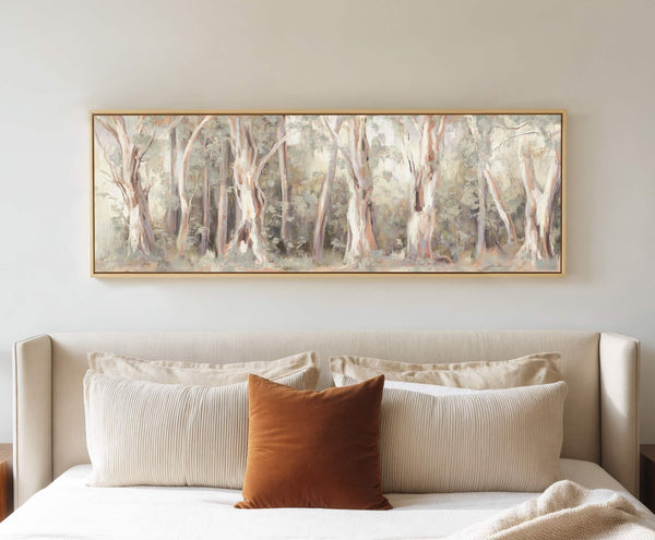 Canvas wall art in interior setting.