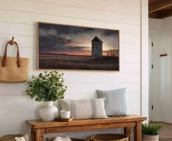 Canvas wall art in interior setting.