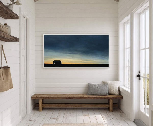 Canvas wall art in interior setting.