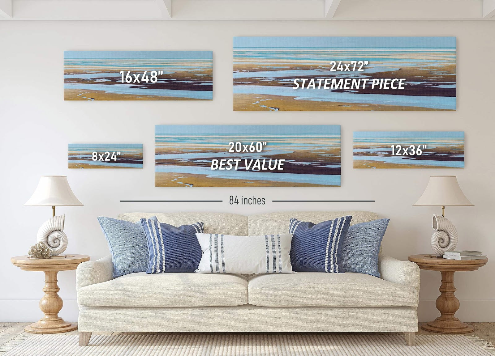 Canvas wall art in interior setting.