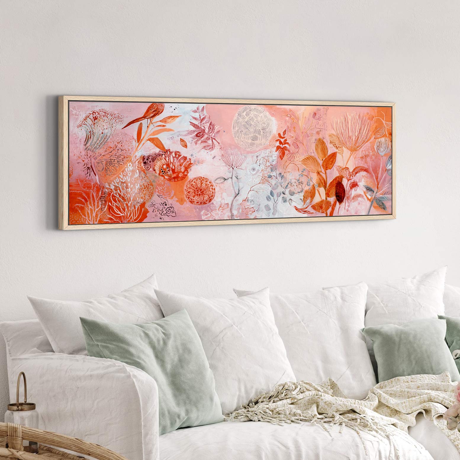 Canvas wall art in interior setting.