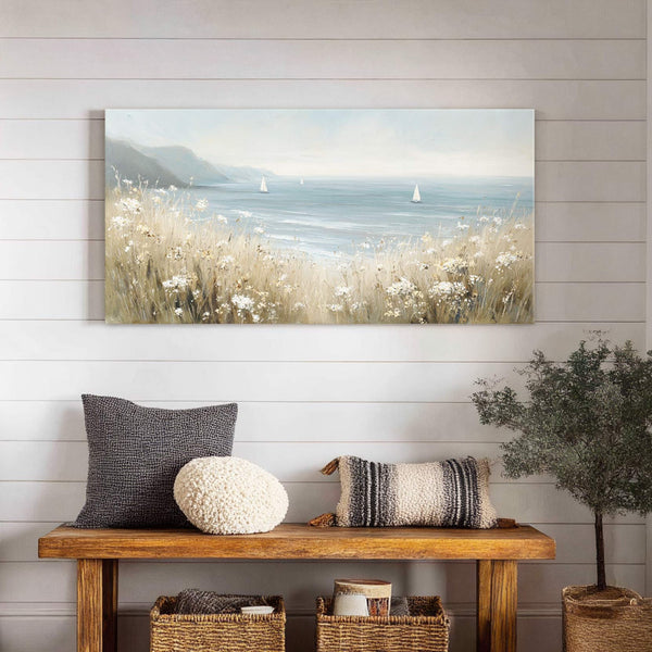 Canvas wall art in interior setting.
