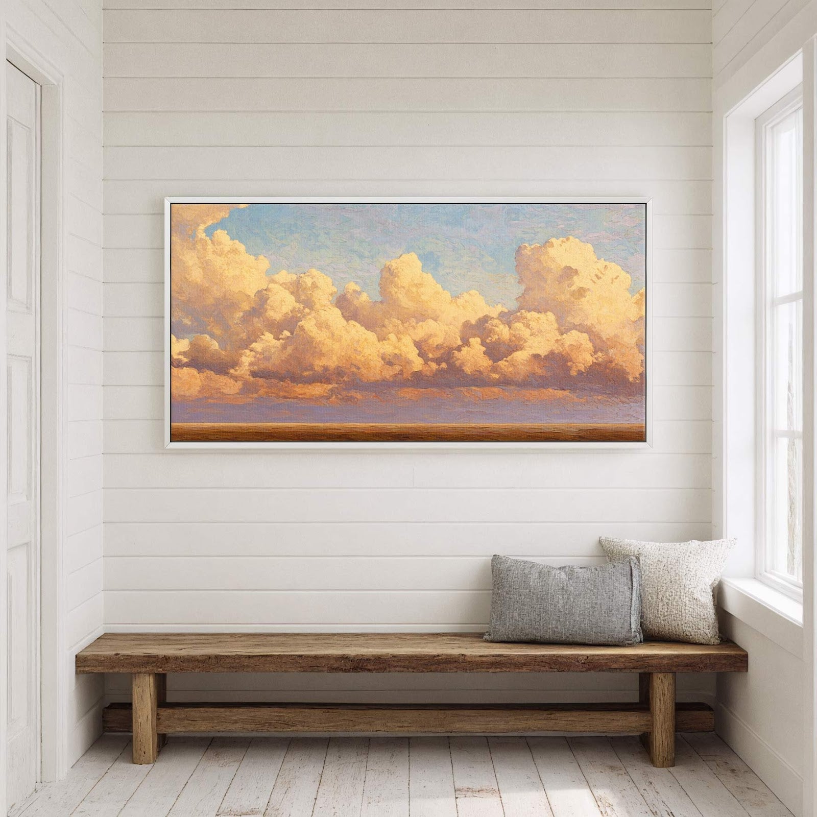 Canvas wall art in interior setting.