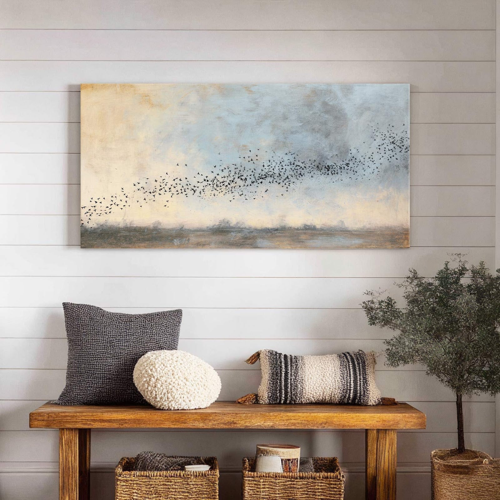 Canvas wall art in interior setting.