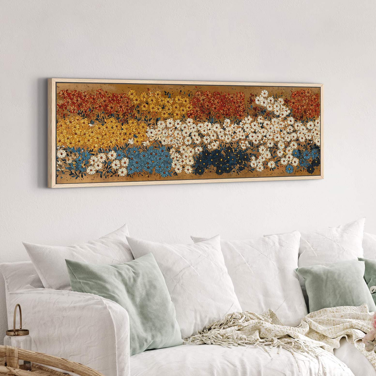 Canvas wall art in interior setting.