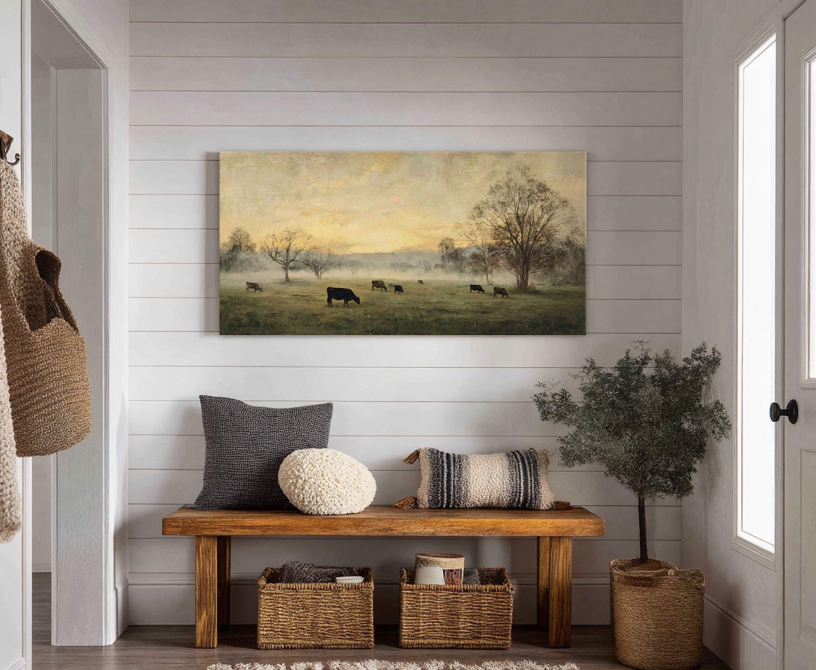 Canvas wall art in interior setting.
