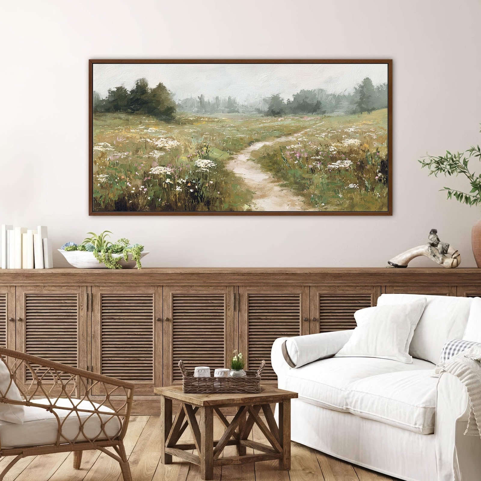 Canvas wall art in interior setting.