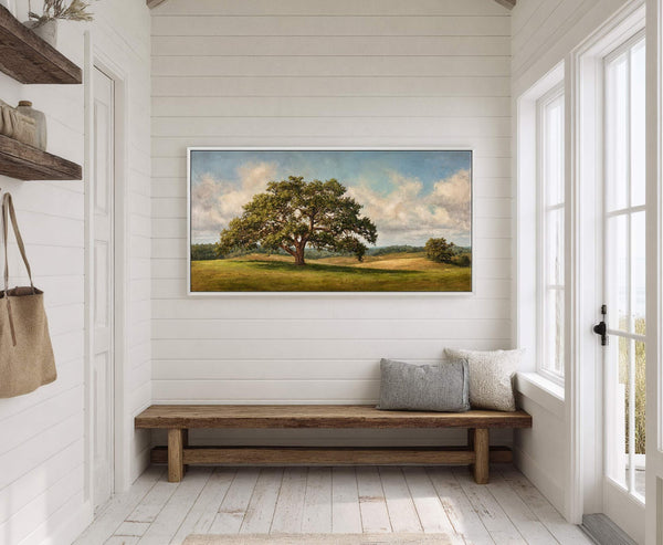 Canvas wall art in interior setting.