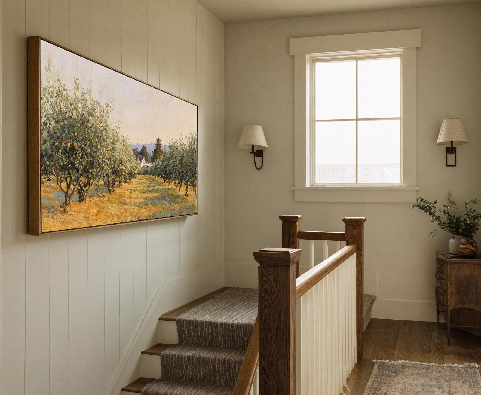 Canvas wall art in interior setting.