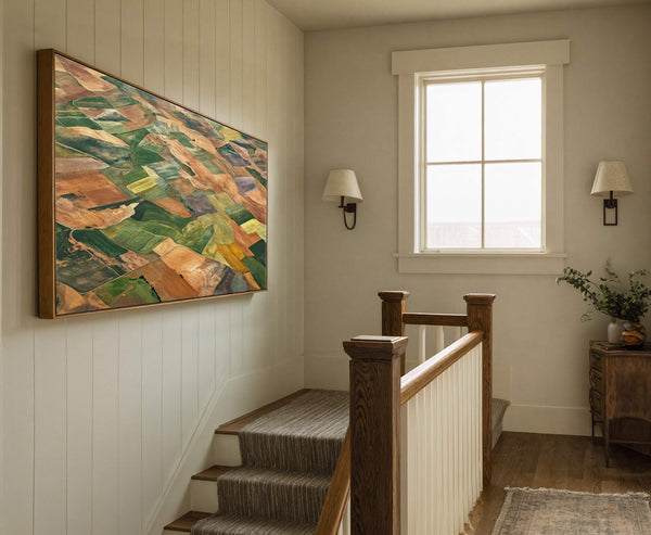 Canvas wall art in interior setting.