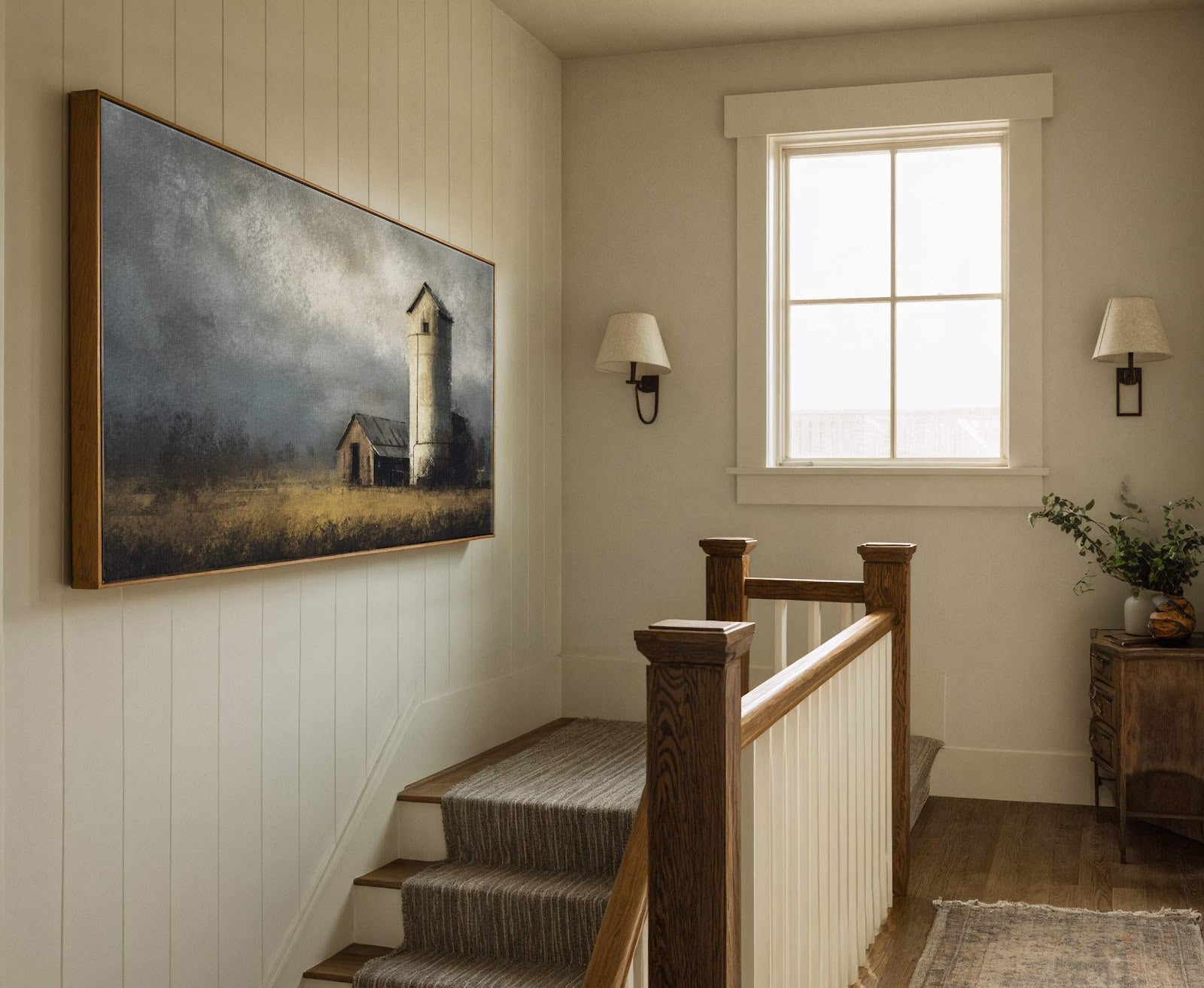 Canvas wall art in interior setting.