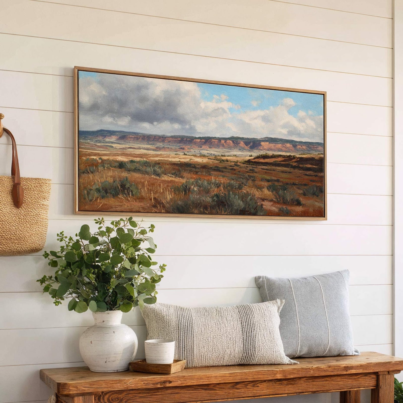 Canvas wall art in interior setting.