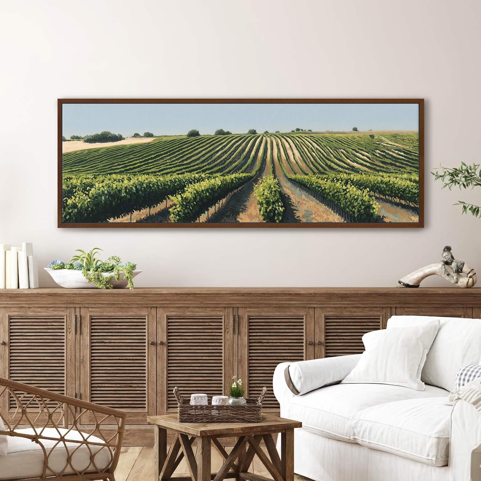 Canvas wall art in interior setting.