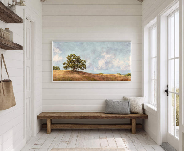 Canvas wall art in interior setting.