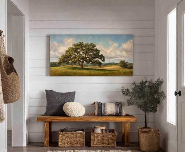 Canvas wall art in interior setting.