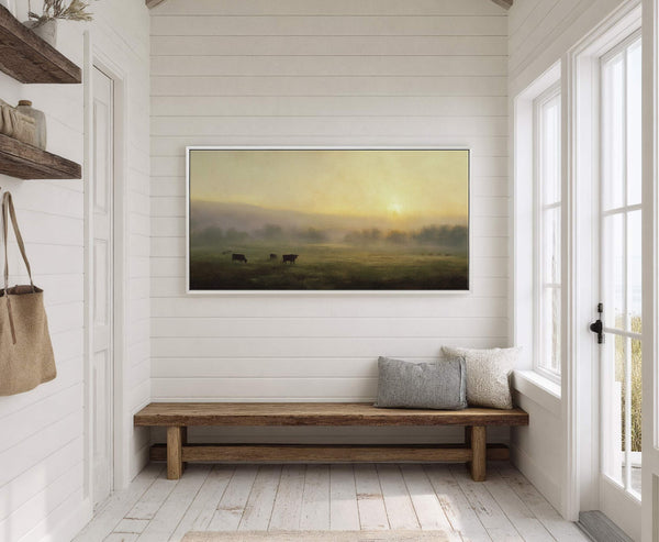 Canvas wall art in interior setting.