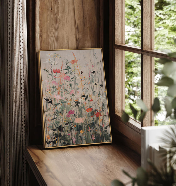 Wild Meadow Bloom - Abstract Wildflower Canvas Art