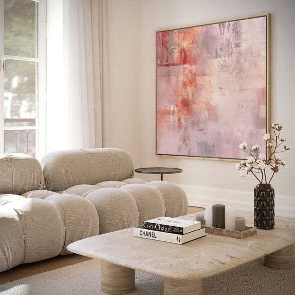 Abstrakte Wandkunst in Blush Pink